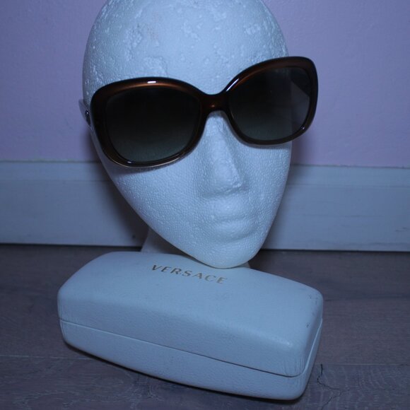 Versace MOD4187 Brown Acetate Silver Medusa Logo Oversized Square Sunglasses main image 5